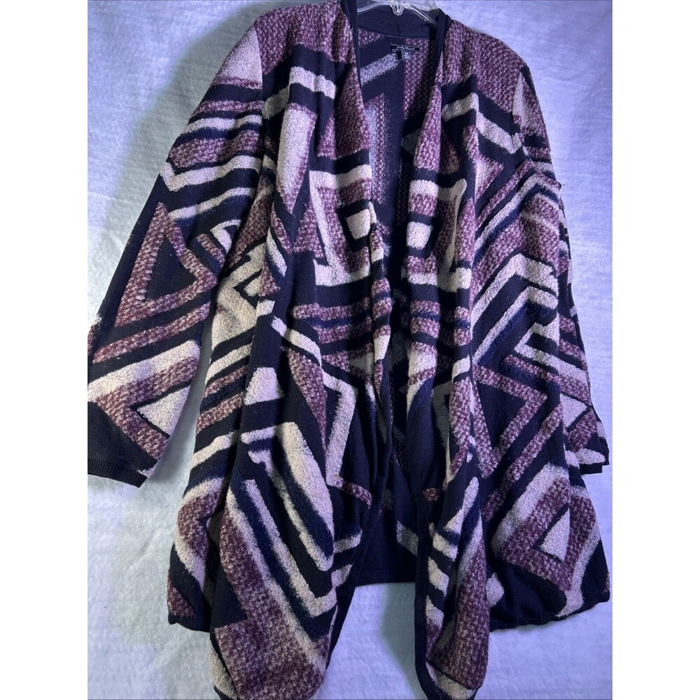Lucky Brand Intarsia Cardigan size small Brown Black And White Long Sleeve Warm